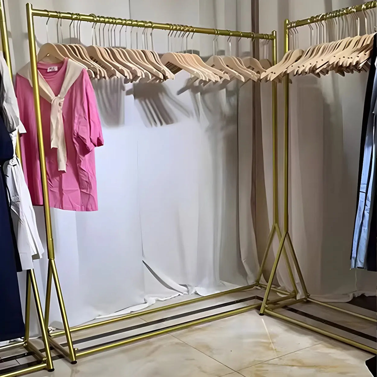 Minimalist Gold Metal Large Entryway Freestanding Coat Rack Image - 3