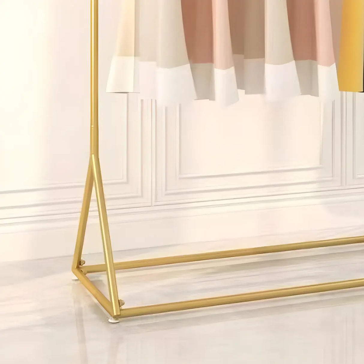 Minimalist Gold Metal Large Entryway Freestanding Coat Rack Image - 8