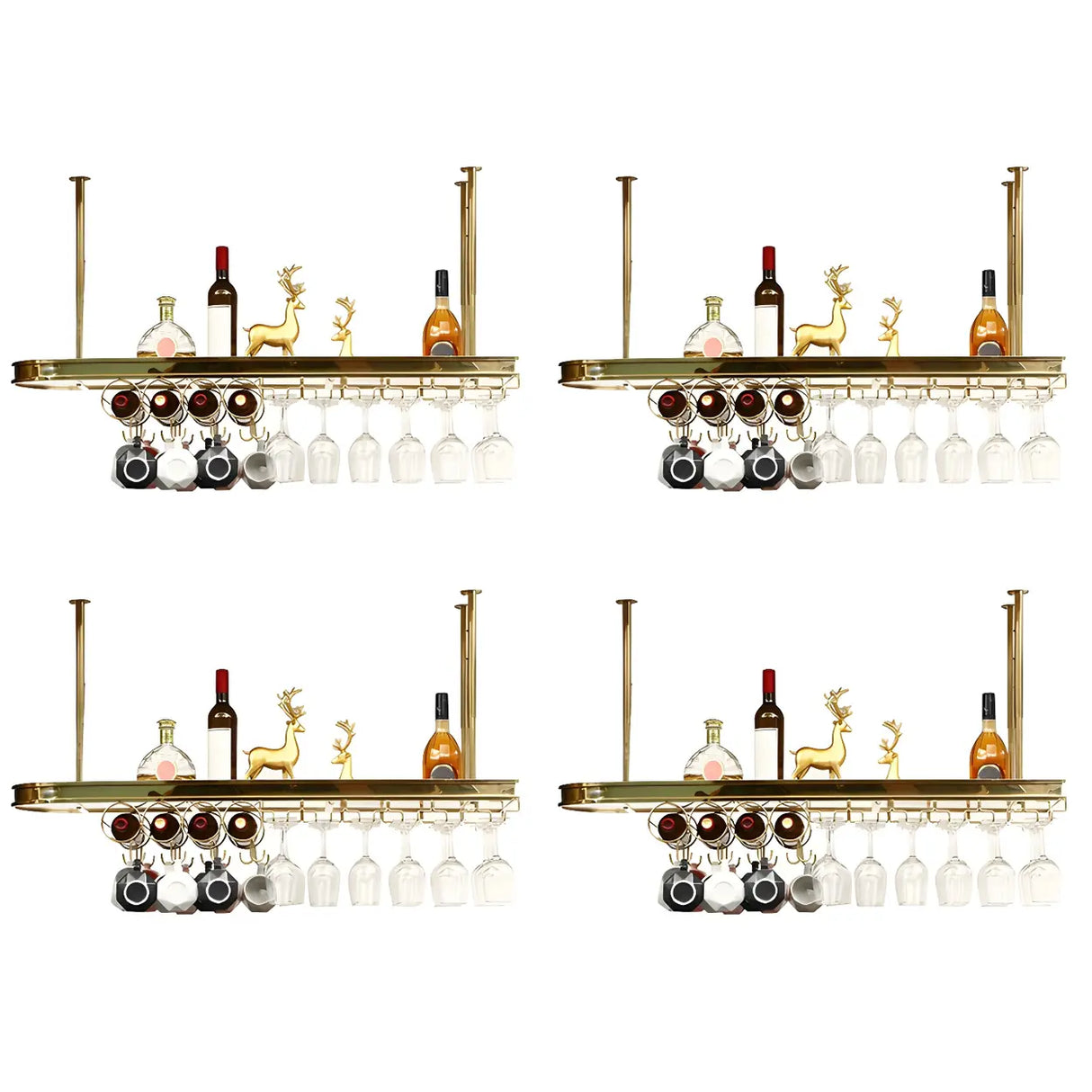 Minimalist Gold Oval Metal Hanging Bar Stackable Wine Rack Image - 38