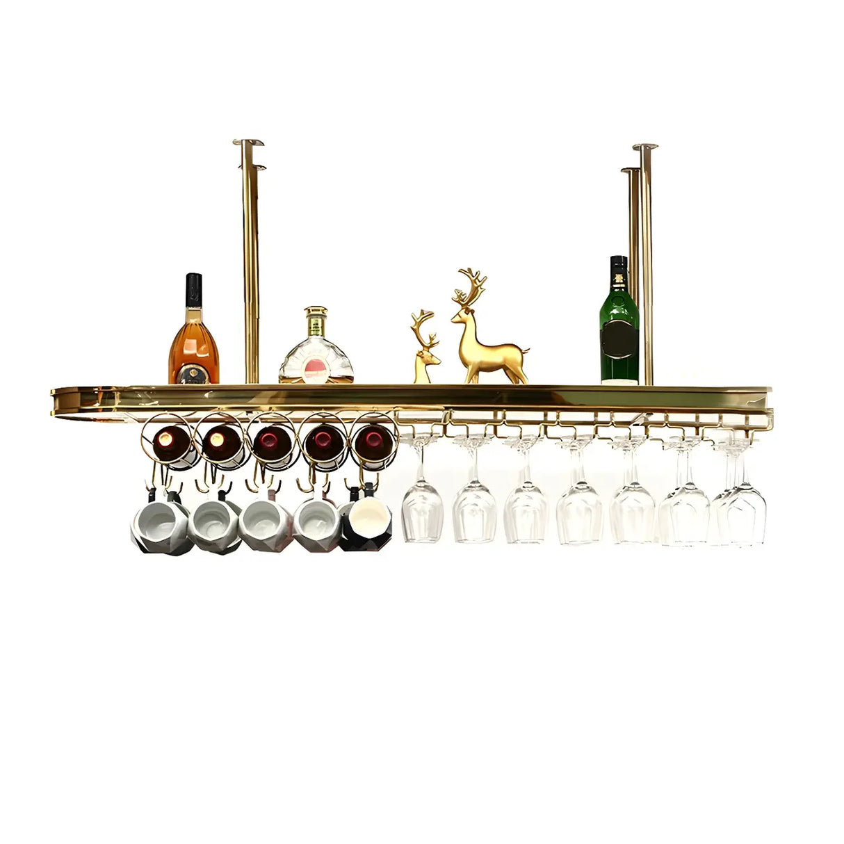 Minimalist Gold Oval Metal Hanging Bar Stackable Wine Rack Image - 39