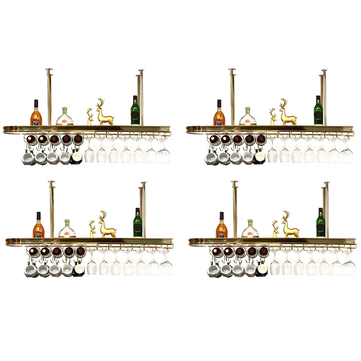 Minimalist Gold Oval Metal Hanging Bar Stackable Wine Rack Image - 41