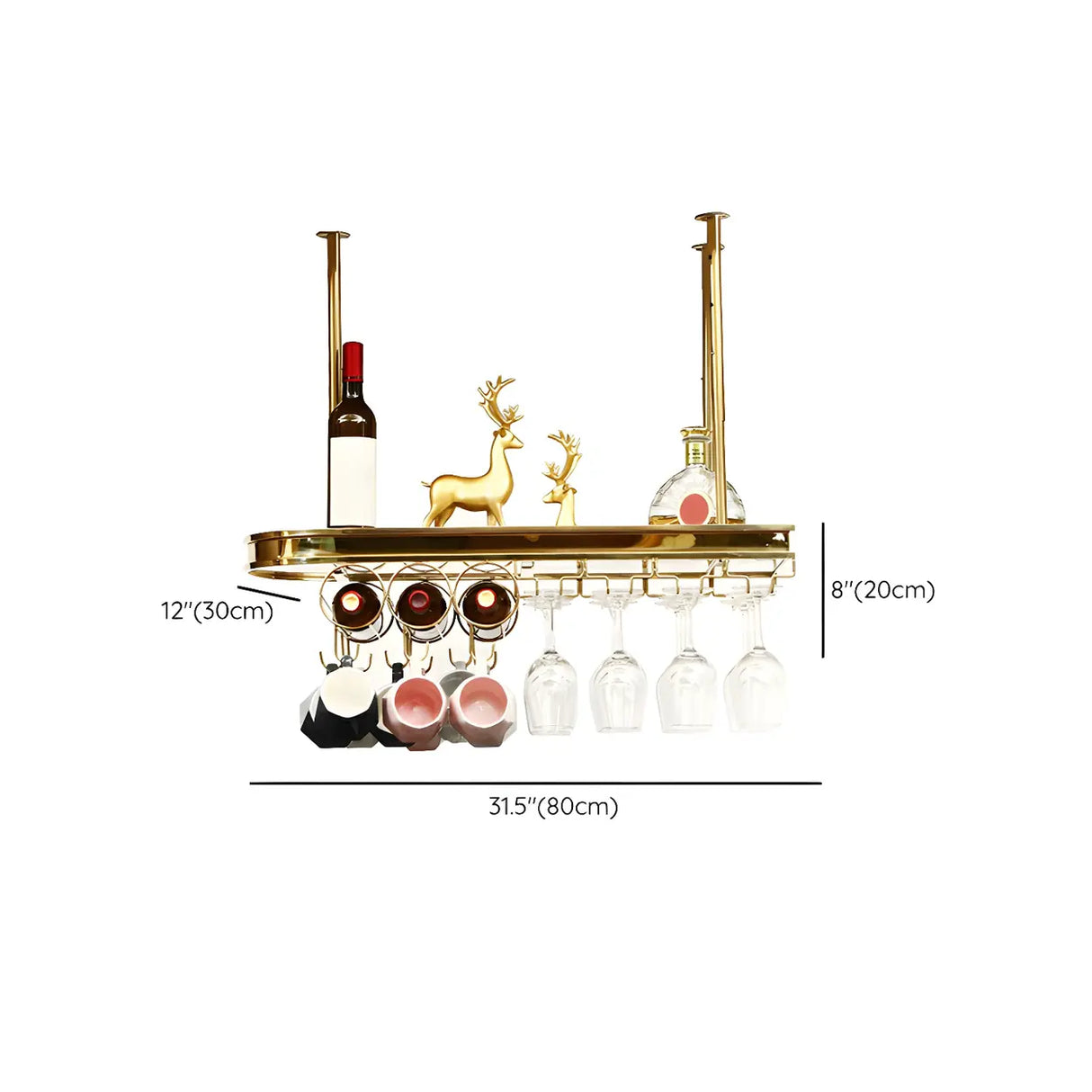 Minimalist Gold Oval Metal Hanging Bar Stackable Wine Rack Image - 44