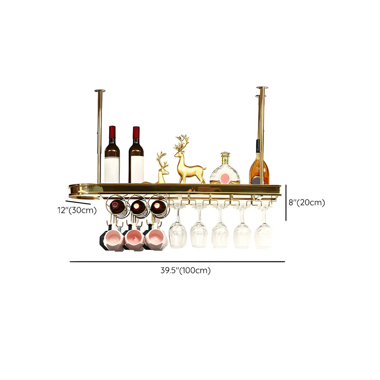 Minimalist Gold Oval Metal Hanging Bar Stackable Wine Rack Image - 46