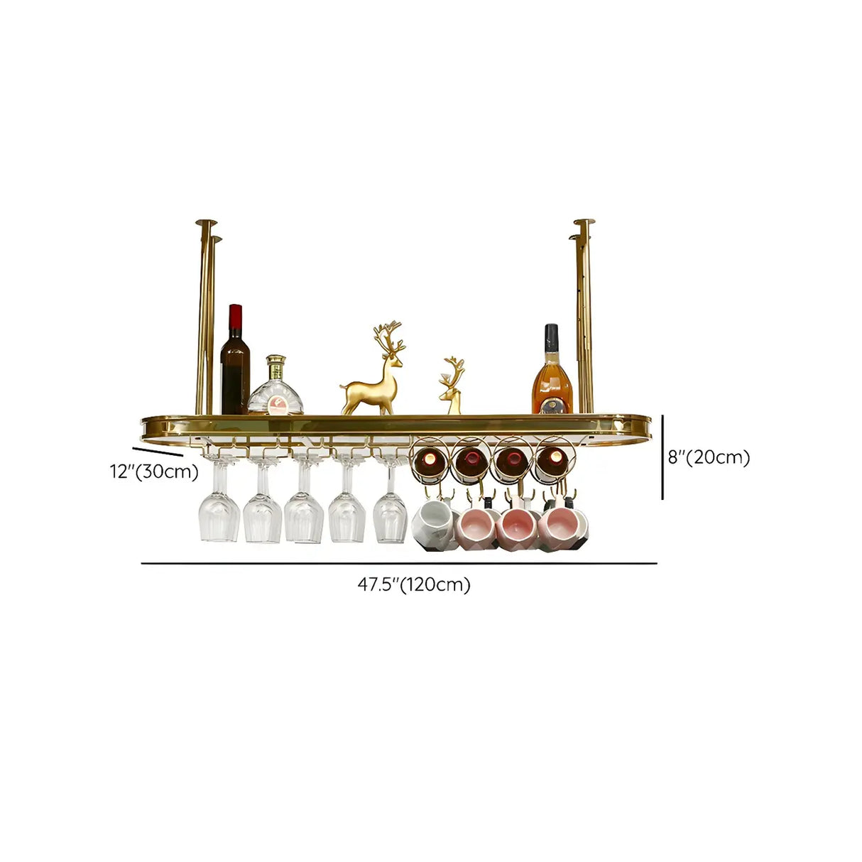 Minimalist Gold Oval Metal Hanging Bar Stackable Wine Rack Image - 47