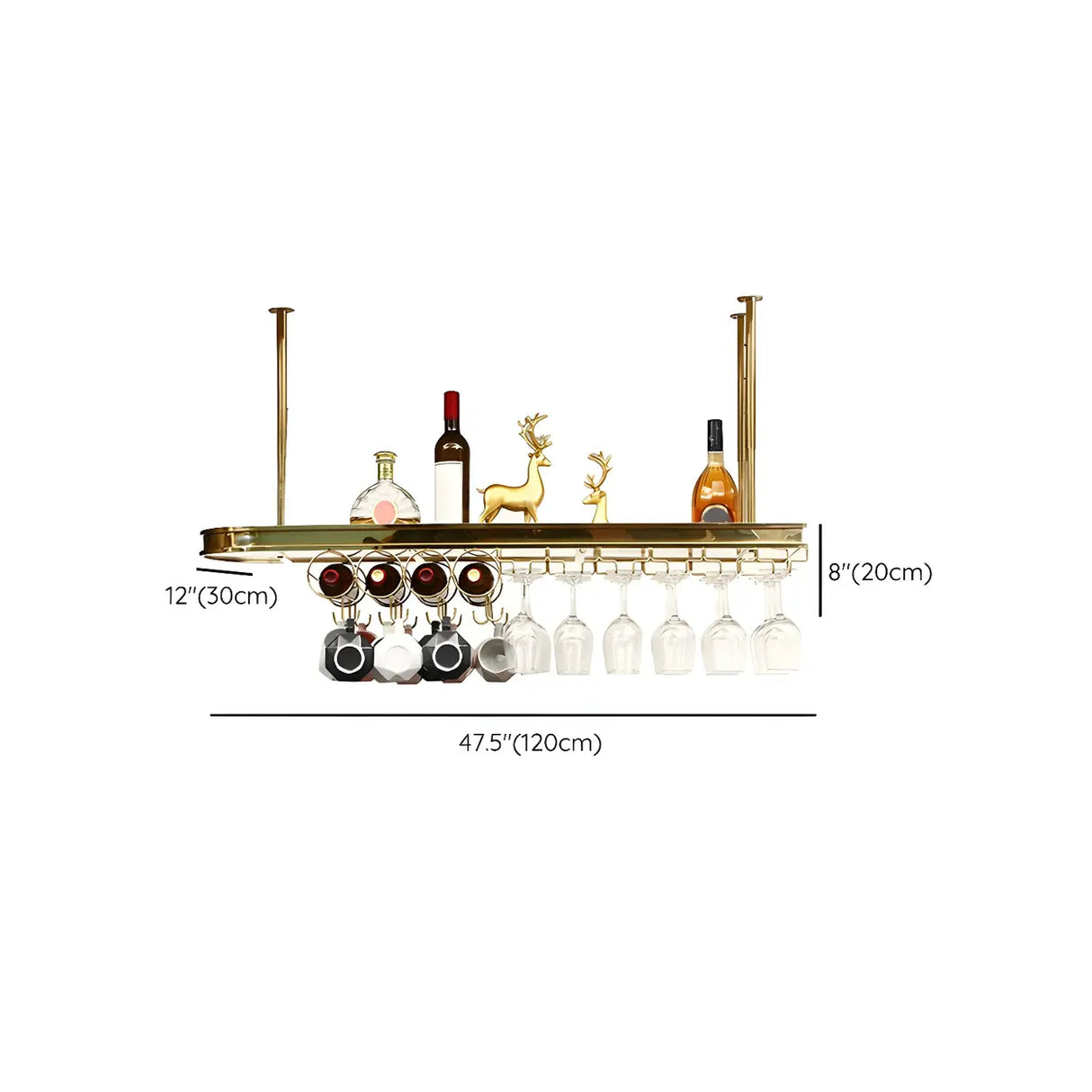 Minimalist Gold Oval Metal Hanging Bar Stackable Wine Rack Image - 48