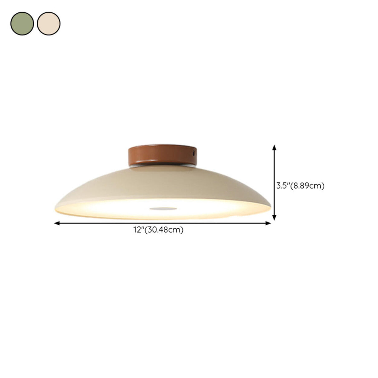 Minimalist Green Dome Semi-Flush Mount Ceiling Light