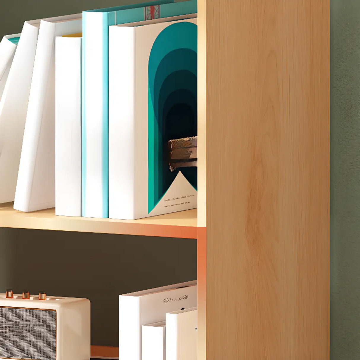 Minimalist Horizontal Closed Back Wood Bookcase White Image - 10