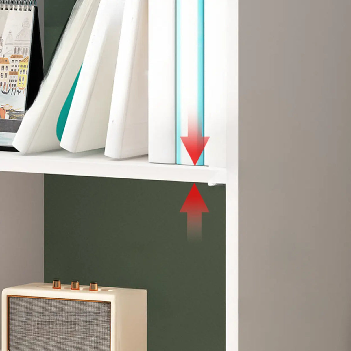 Minimalist Horizontal Closed Back Wood Bookcase White Image - 12