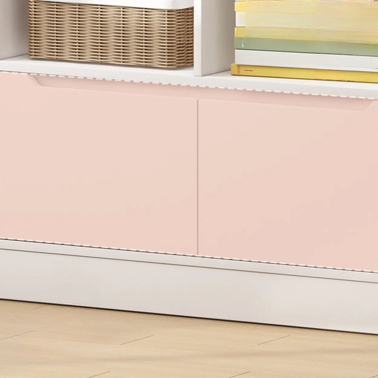 Minimalist Horizontal Closed Back Wood Bookcase White Image - 14