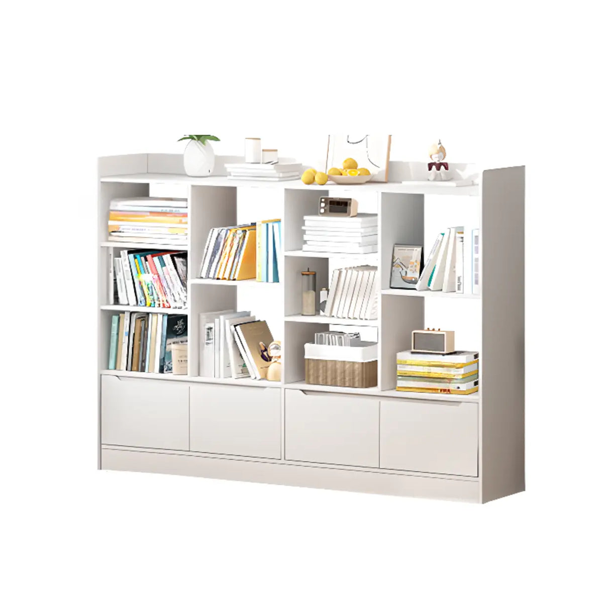 Minimalist Horizontal Closed Back Wood Bookcase White Image - 17
