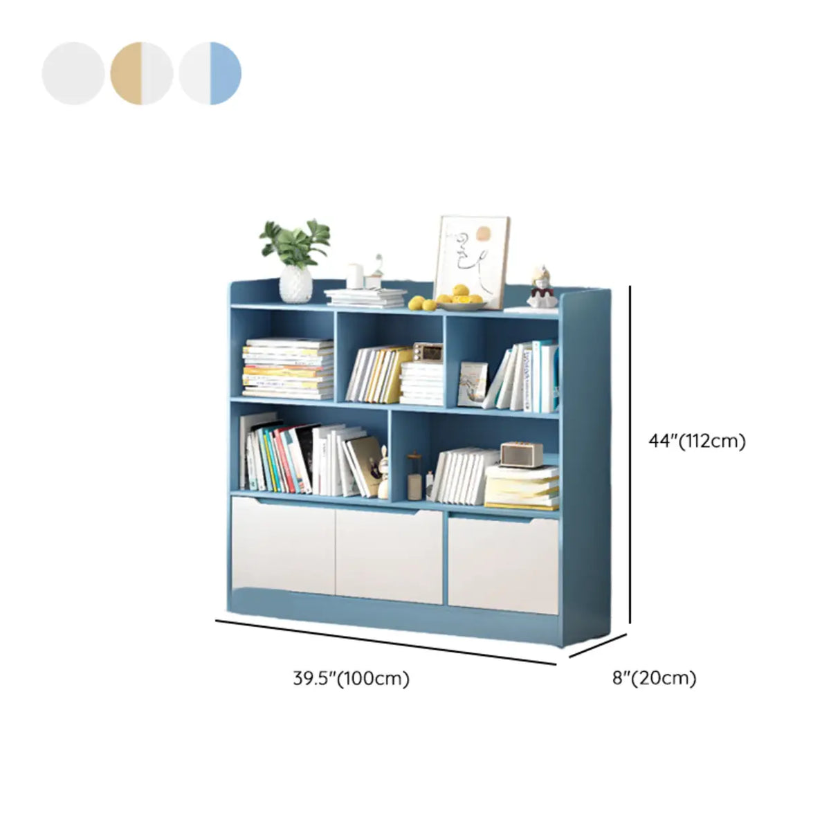 Minimalist Horizontal Closed Back Wood Bookcase White Image - 19