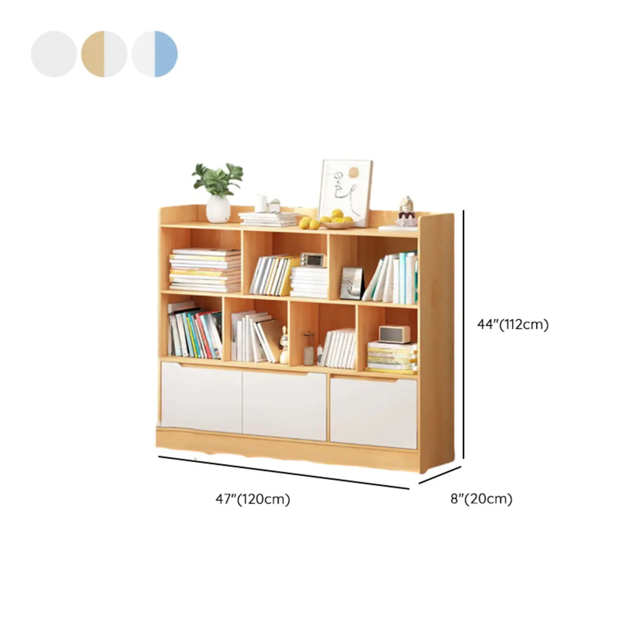 Minimalist Horizontal Closed Back Wood Bookcase White Image - 20