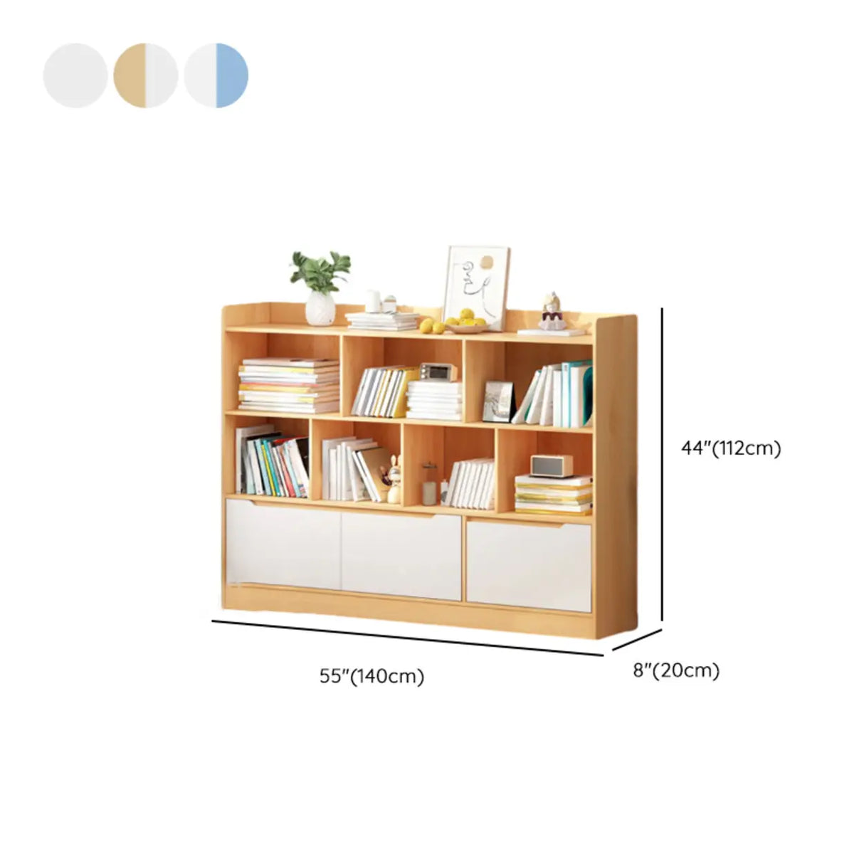 Minimalist Horizontal Closed Back Wood Bookcase White Image - 21