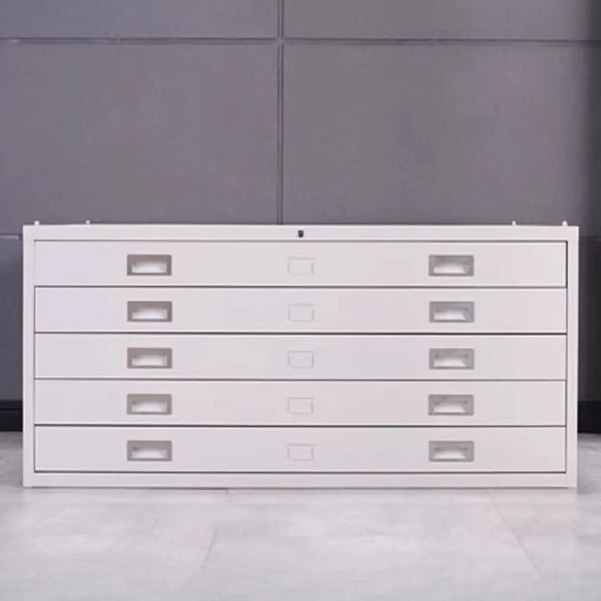 Minimalist Horizontal Steel Grey Filing Cabinet with Lock Image - 1