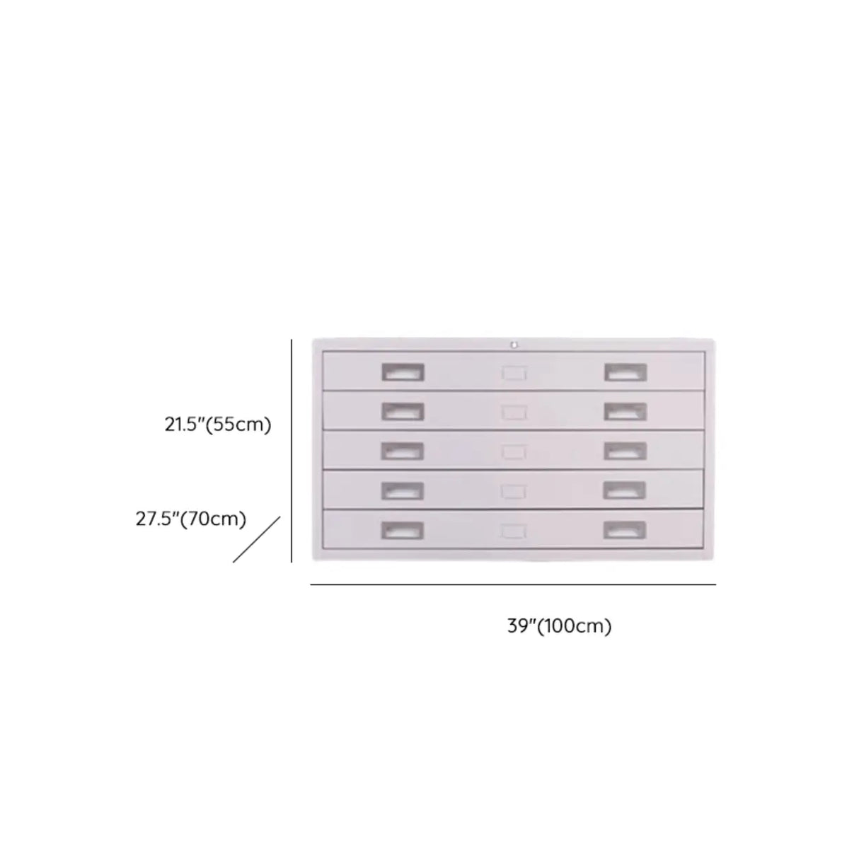 Minimalist Horizontal Steel Grey Filing Cabinet with Lock