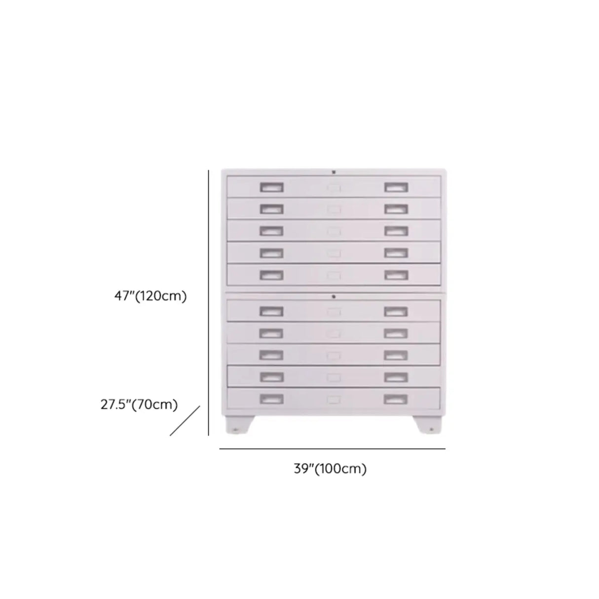 Minimalist Horizontal Steel Grey Filing Cabinet with Lock Image - 13