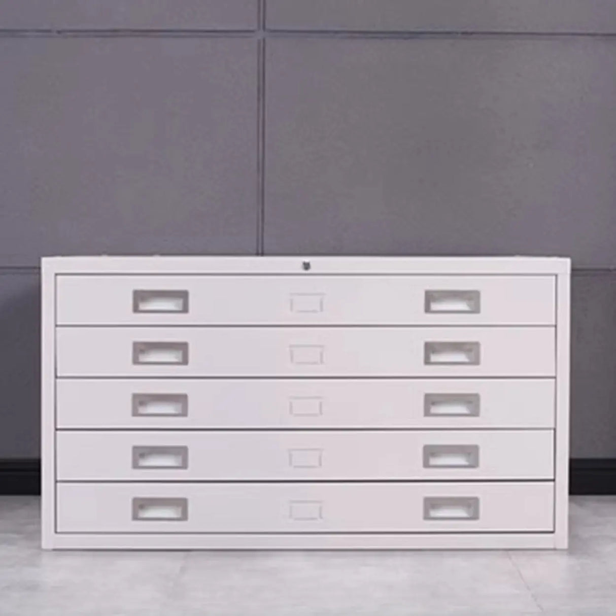 Minimalist Horizontal Steel Grey Filing Cabinet with Lock Image - 2
