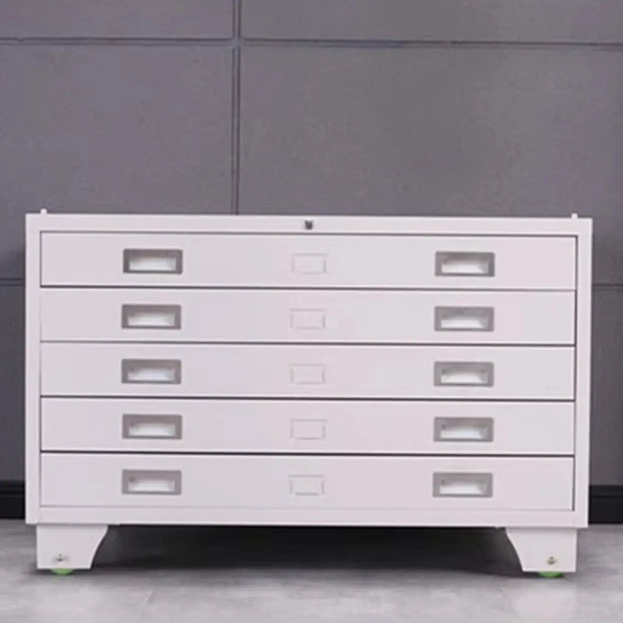 Minimalist Horizontal Steel Grey Filing Cabinet with Lock Image - 3