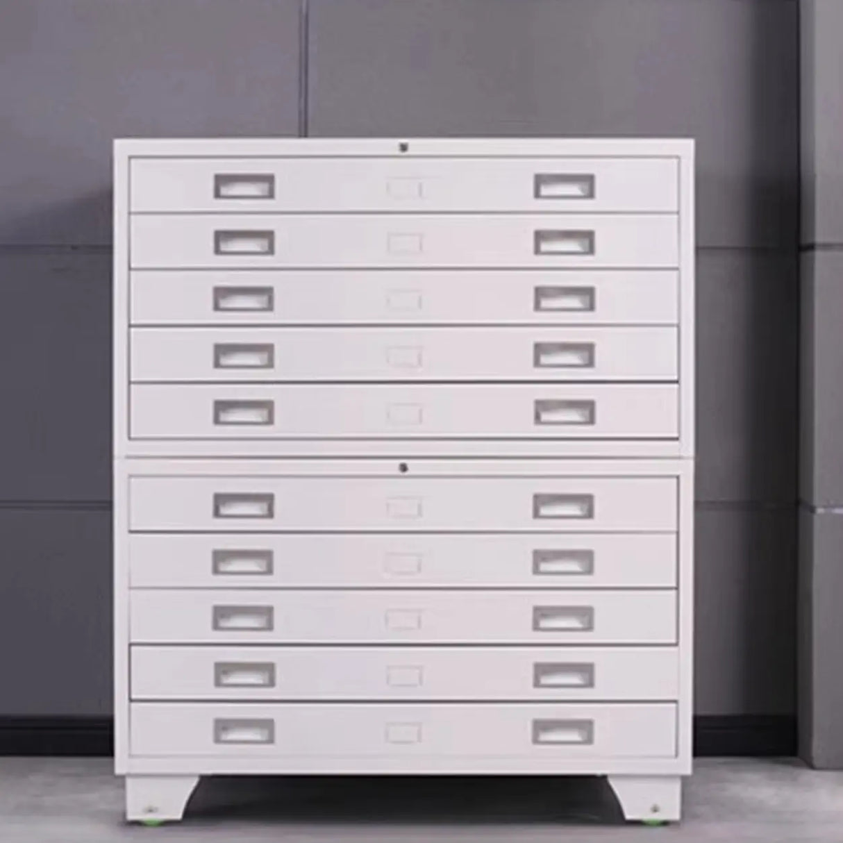 Minimalist Horizontal Steel Grey Filing Cabinet with Lock Image - 4
