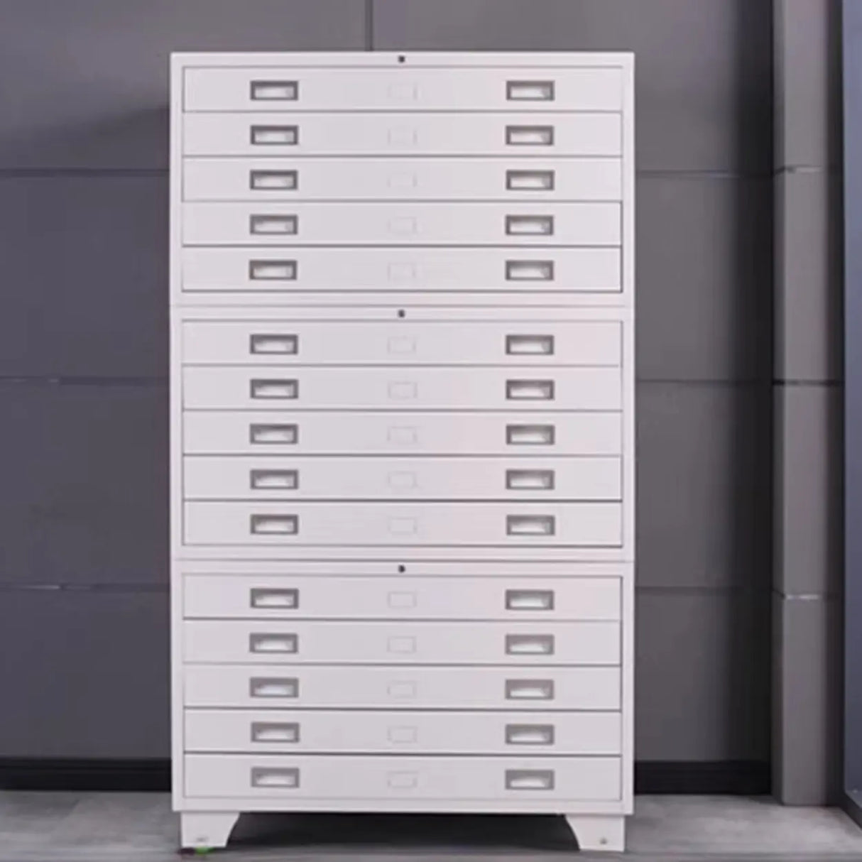 Minimalist Horizontal Steel Grey Filing Cabinet with Lock Image - 6