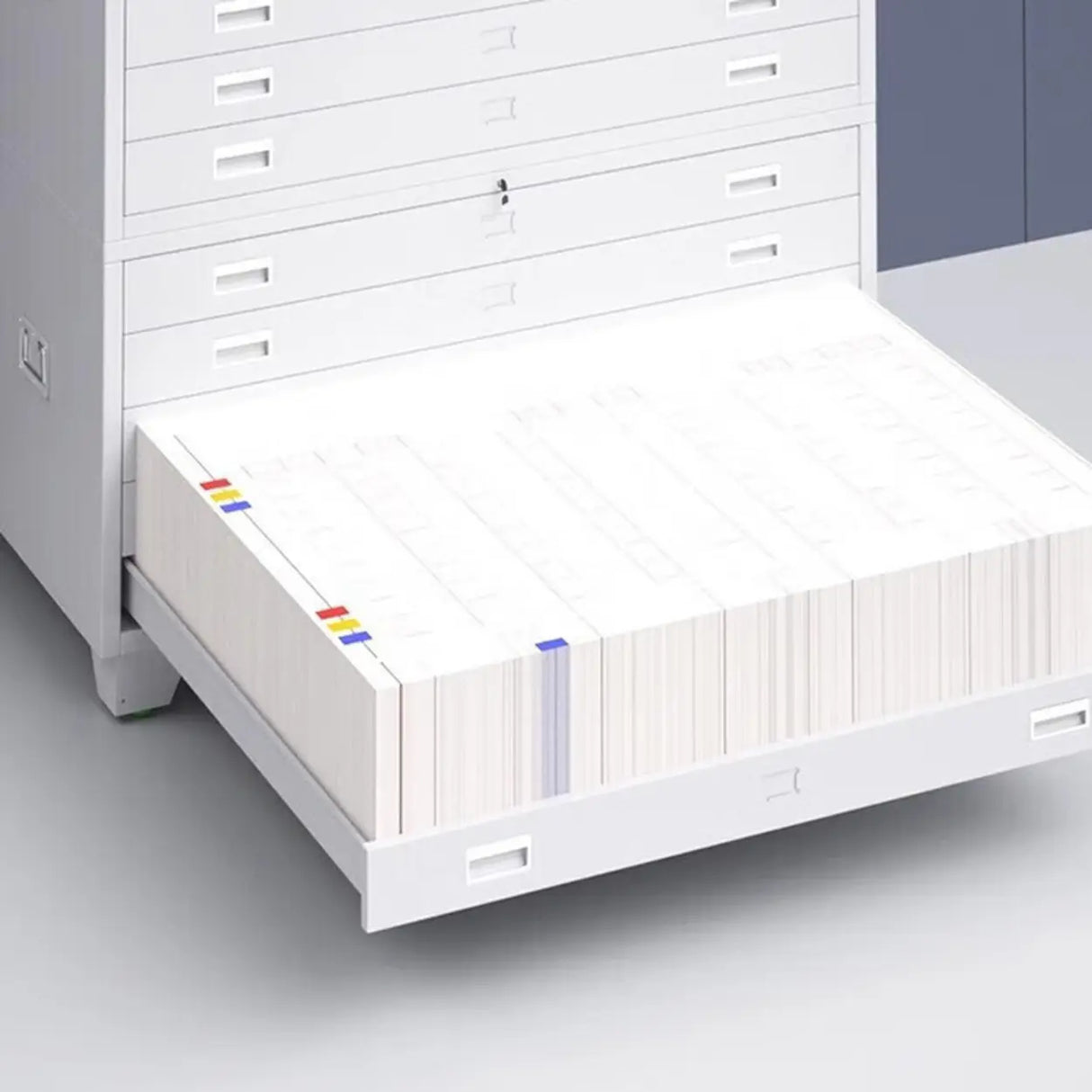 Minimalist Horizontal Steel Grey Filing Cabinet with Lock Image - 8