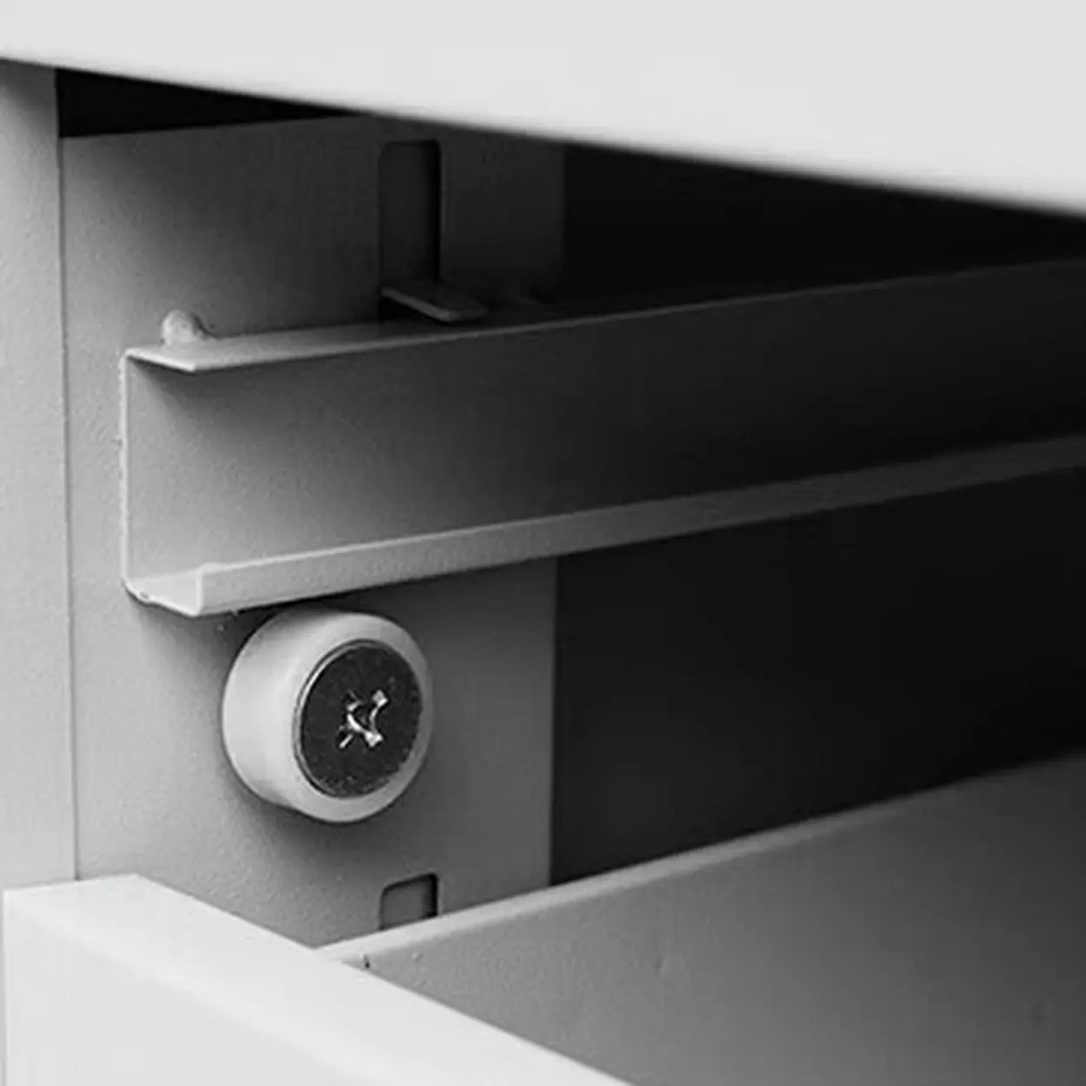 Minimalist Horizontal Steel Grey Filing Cabinet with Lock Image - 9