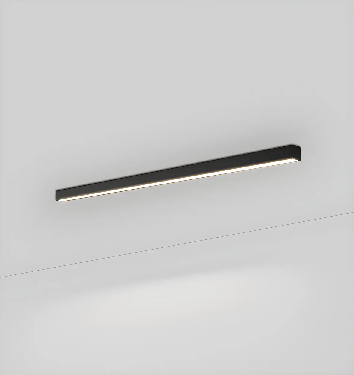 Minimalist Large Black Linear LED Flush Mount Light Image - 10