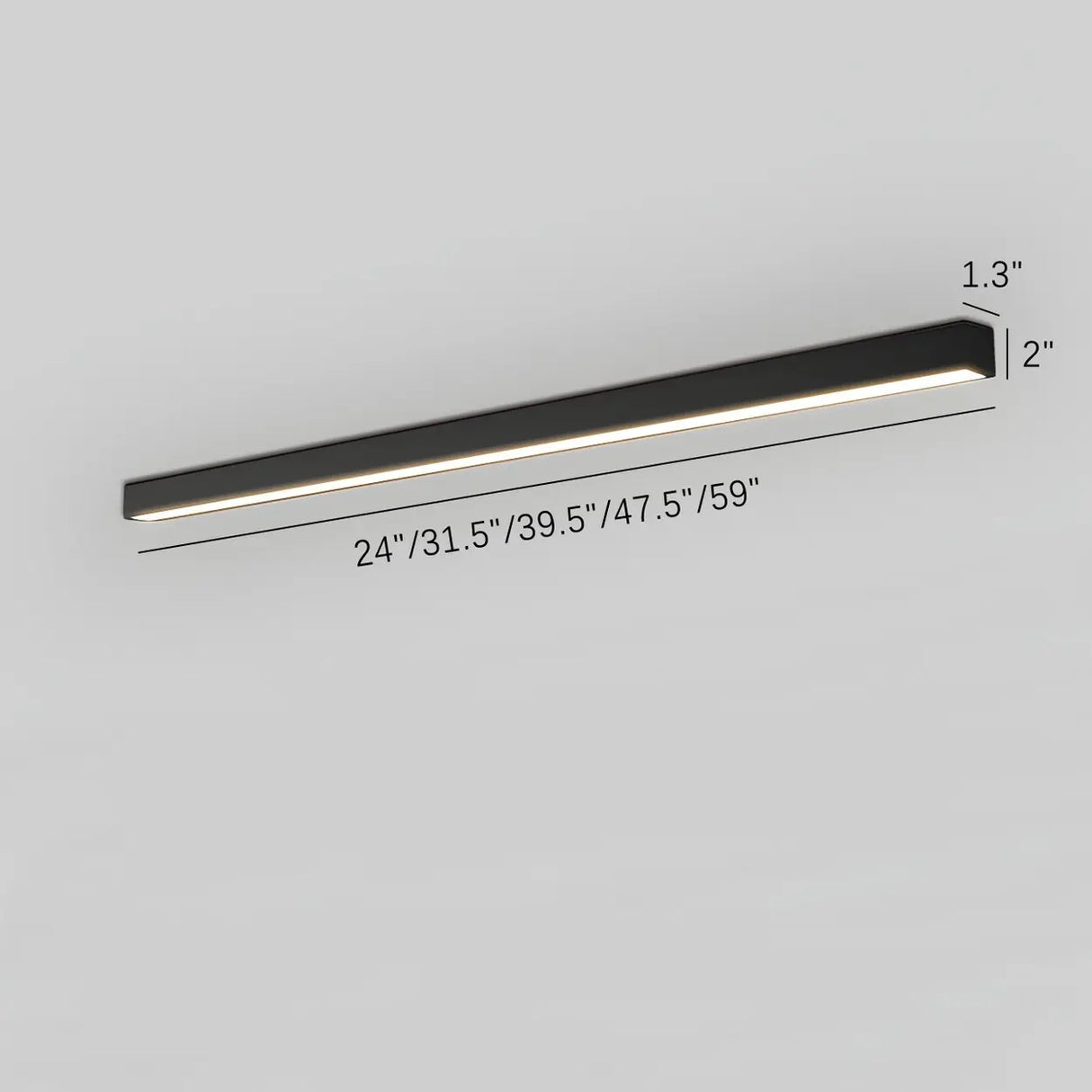 Minimalist Large Black Linear LED Flush Mount Light