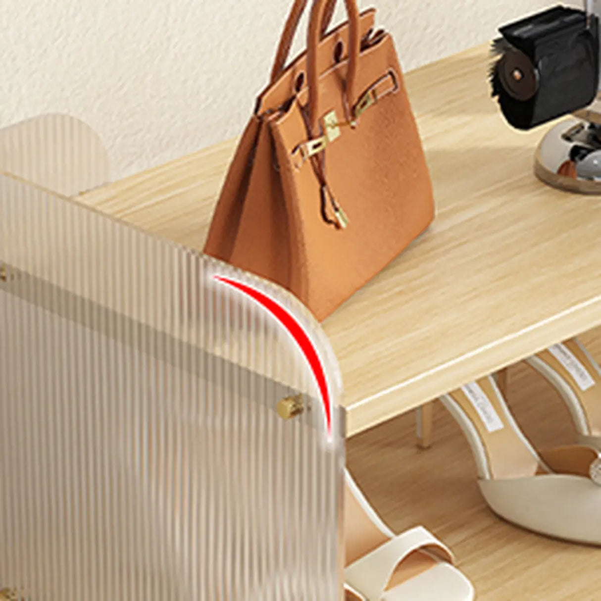 Minimalist Layered Wood Shoe Rack Brown 5 Tiers Storage Image - 16