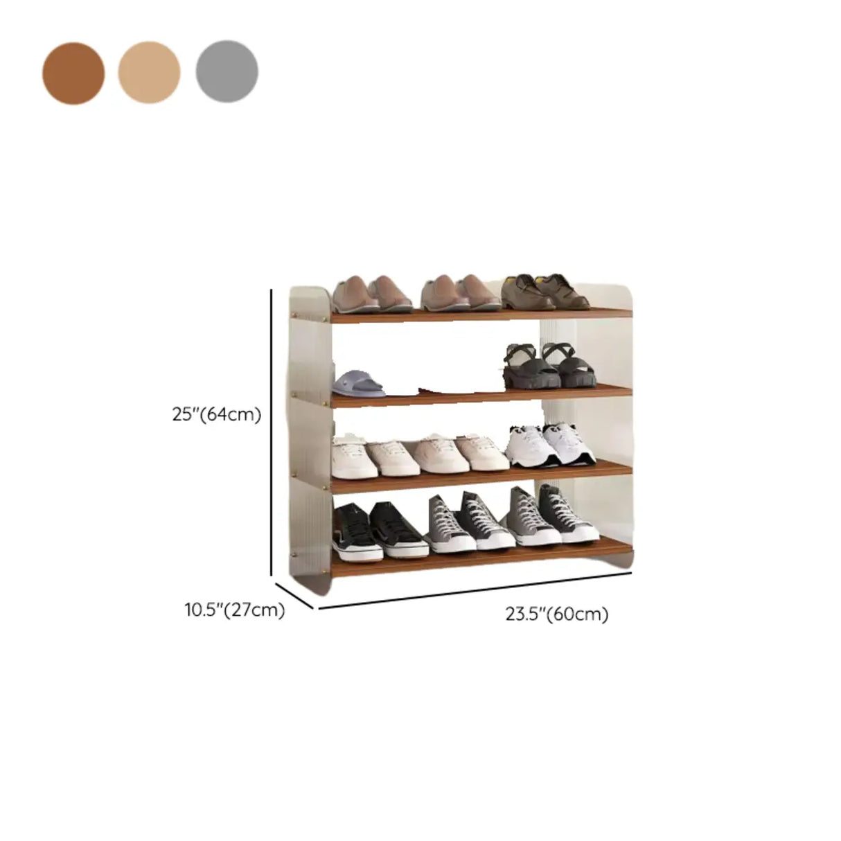 Minimalist Layered Wood Shoe Rack Brown 5 Tiers Storage Image - 22