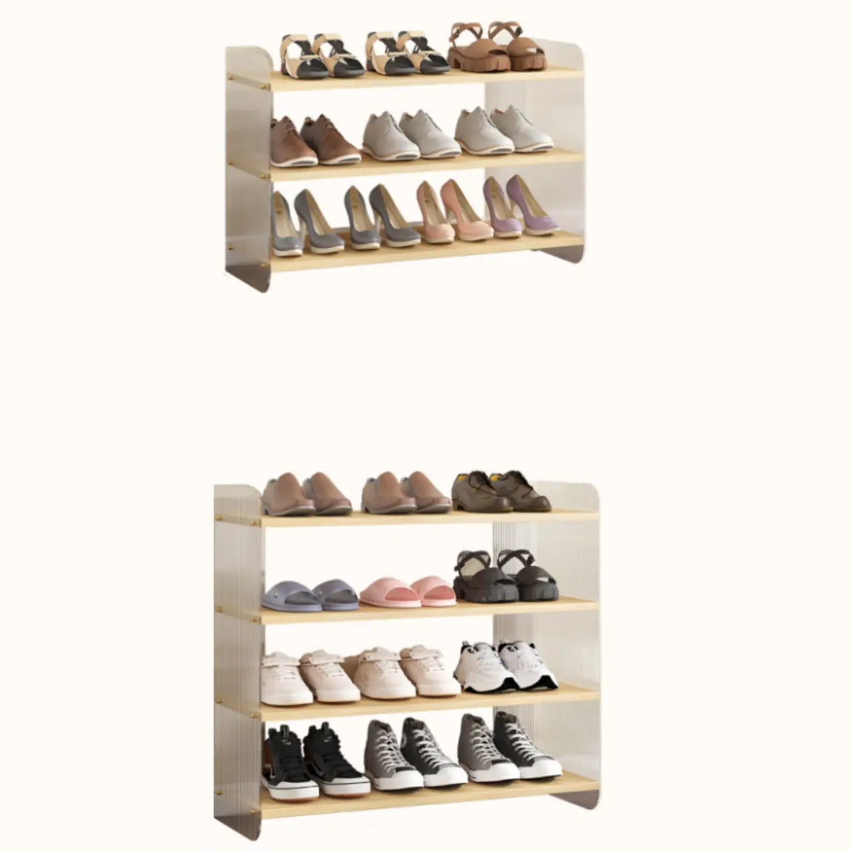 Minimalist Layered Wood Shoe Rack Brown 5 Tiers Storage Image - 8