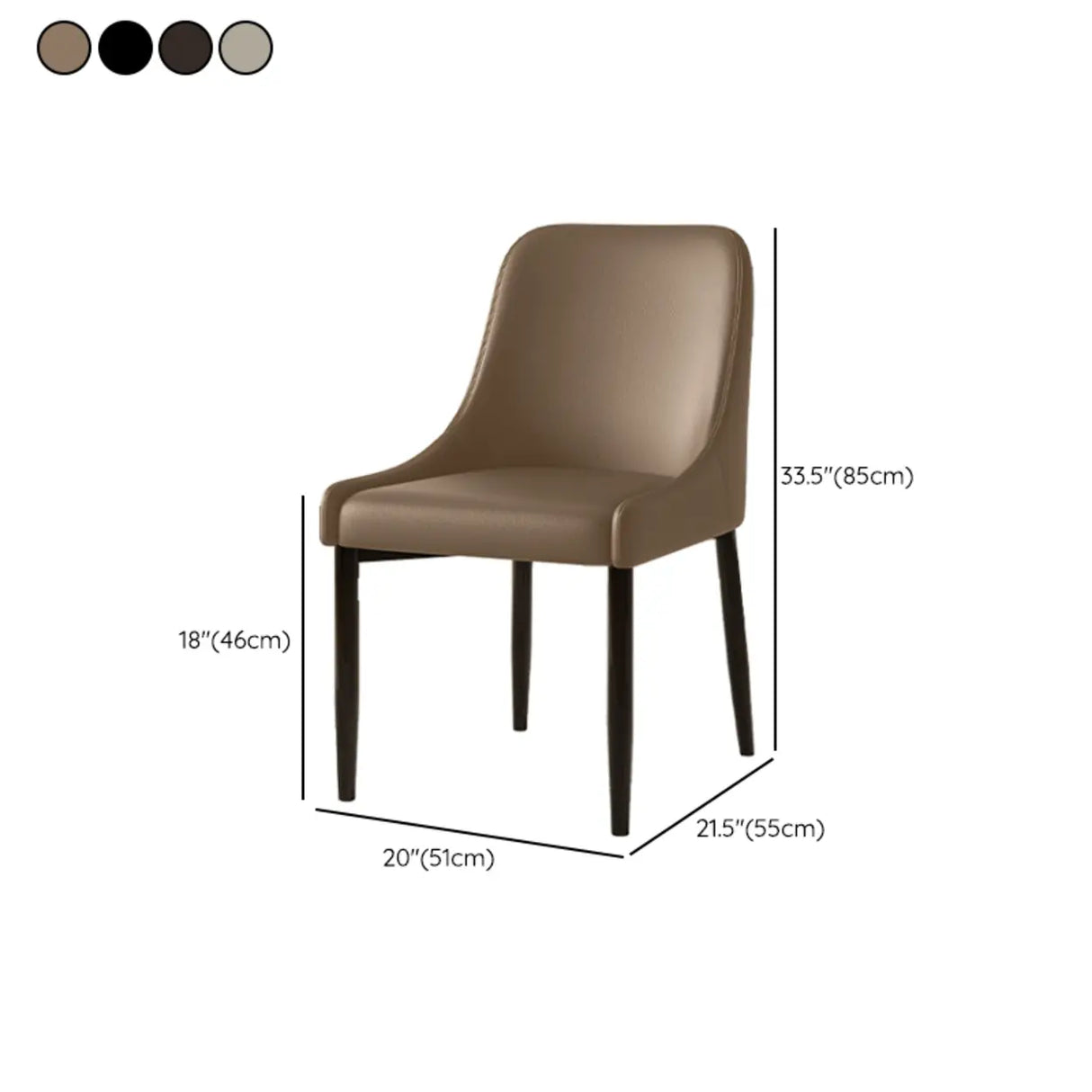 Minimalist Leather Upholstered Dining Chair with Wood Legs