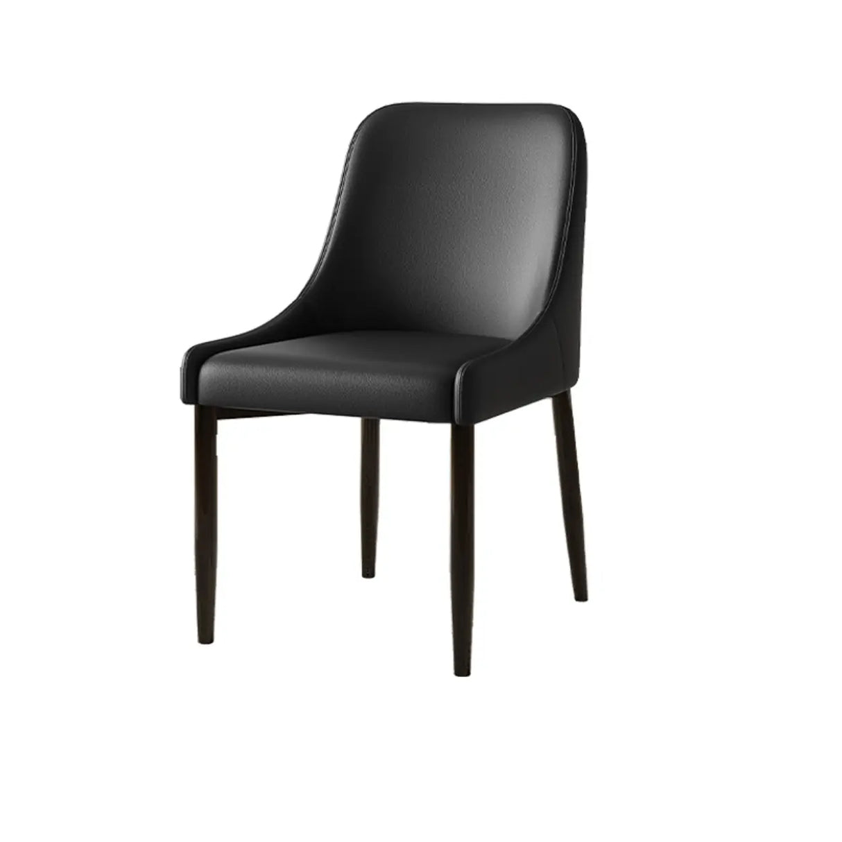 Minimalist Leather Upholstered Dining Chair with Wood Legs Image - 3