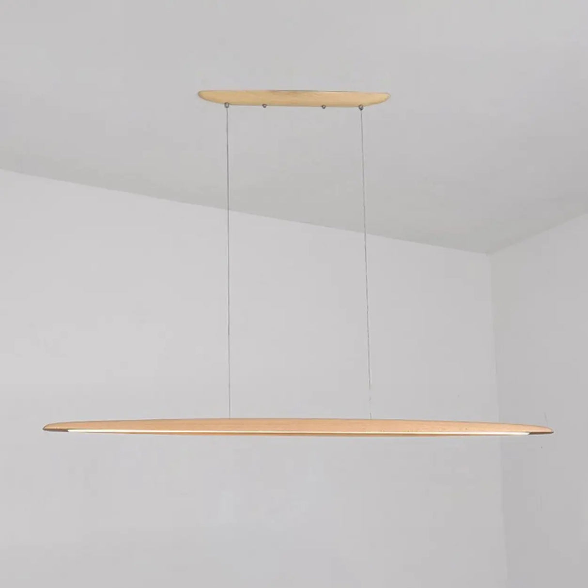 Minimalist LED Geometric Wood Island Hanging Light Image - 6