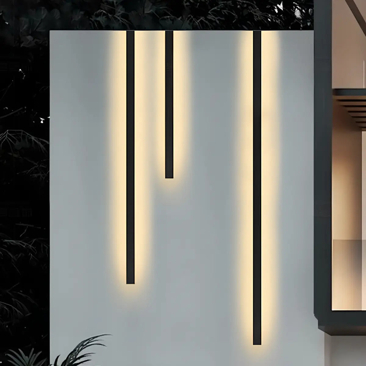 Minimalist Linear Long Outdoor LED Wall Light Black Image - 5