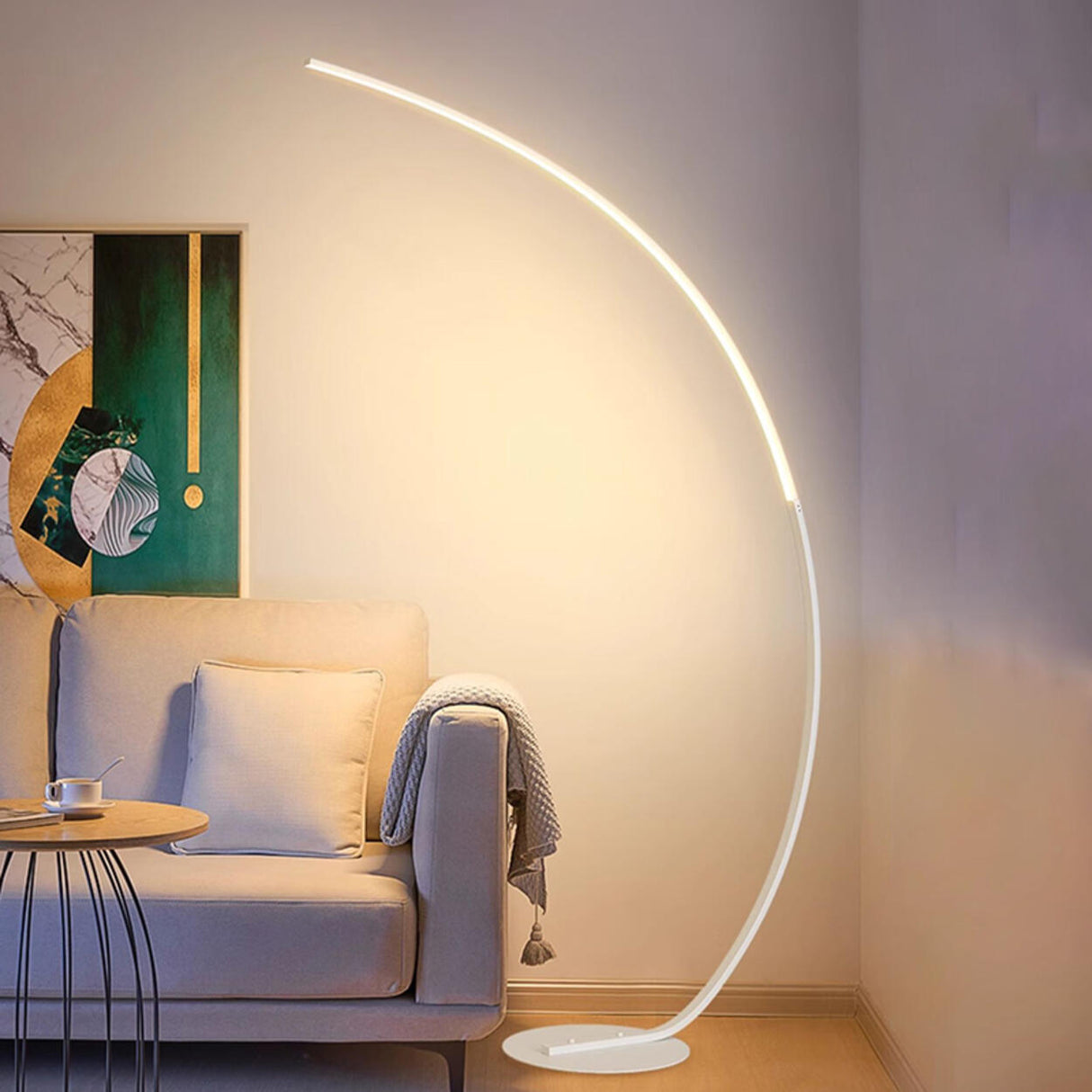 Minimalist Linear Ultra-Slim Arc LED Floor Lamp Image - 6