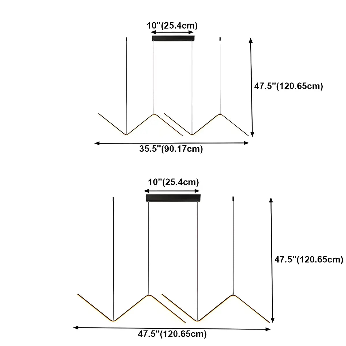 Minimalist Linear Z Shape Black Dining Room Pendant Light