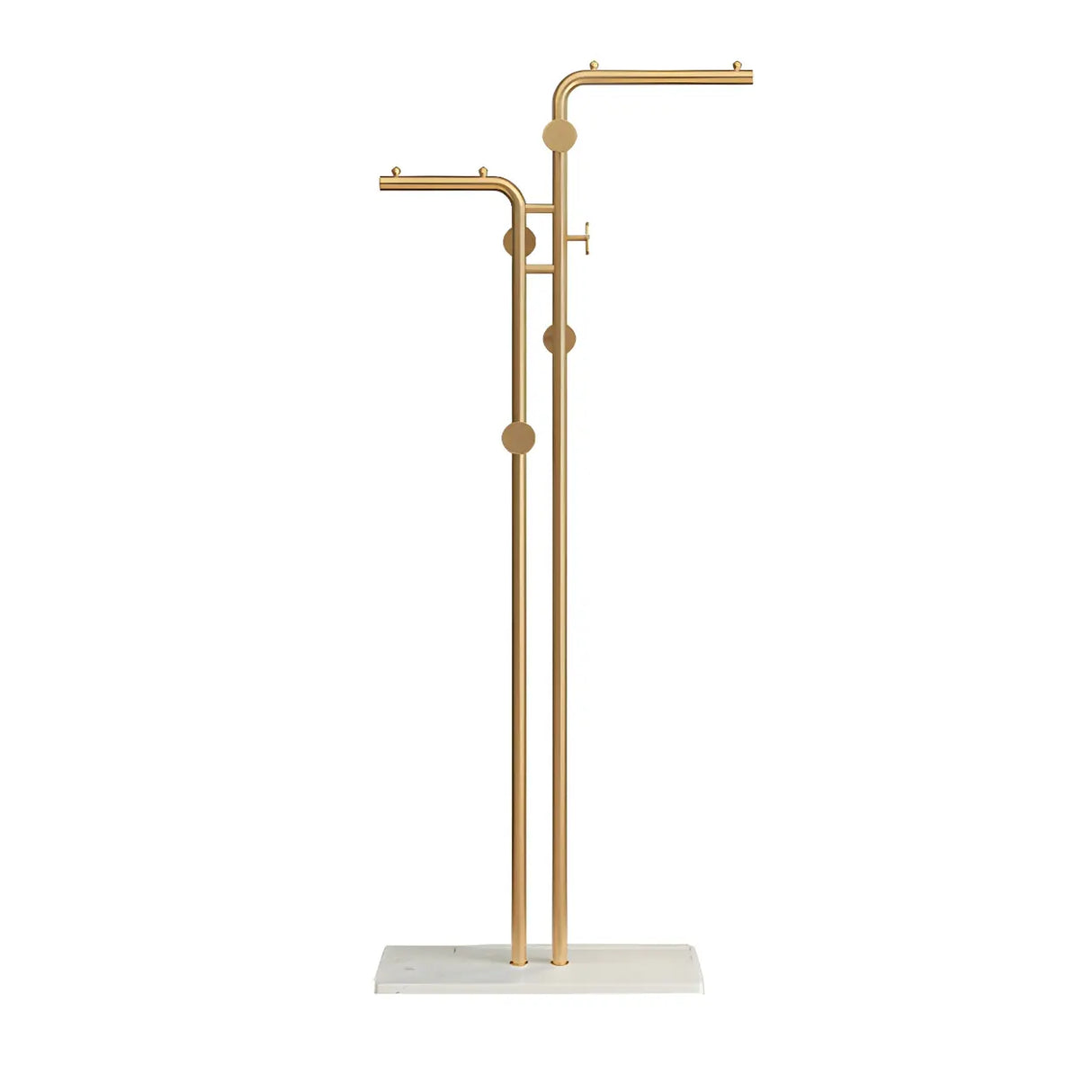 Minimalist Metal Gold High Freestanding Coat Rack with Hooks Image - 10