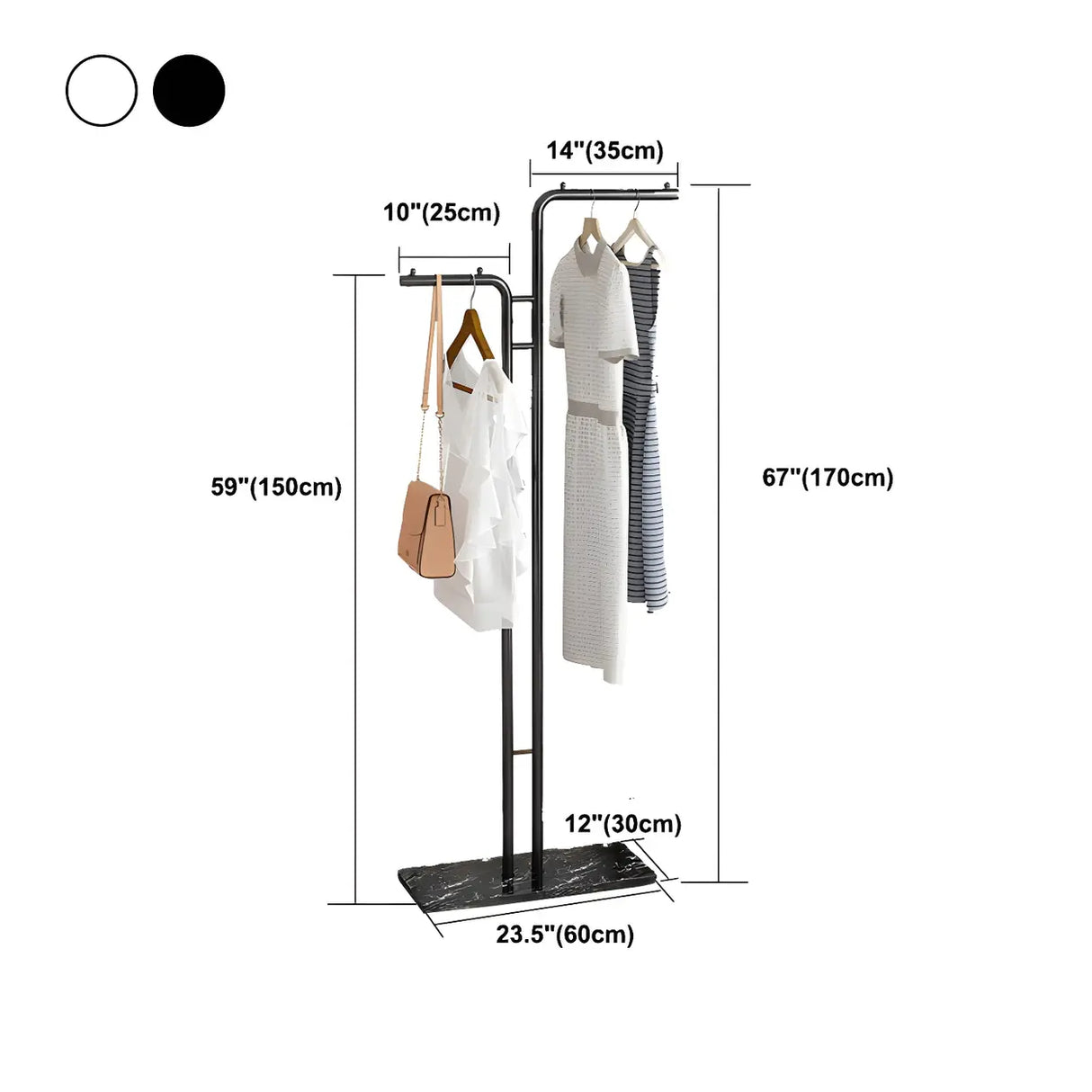 Minimalist Metal Gold High Freestanding Coat Rack with Hooks Image - 23