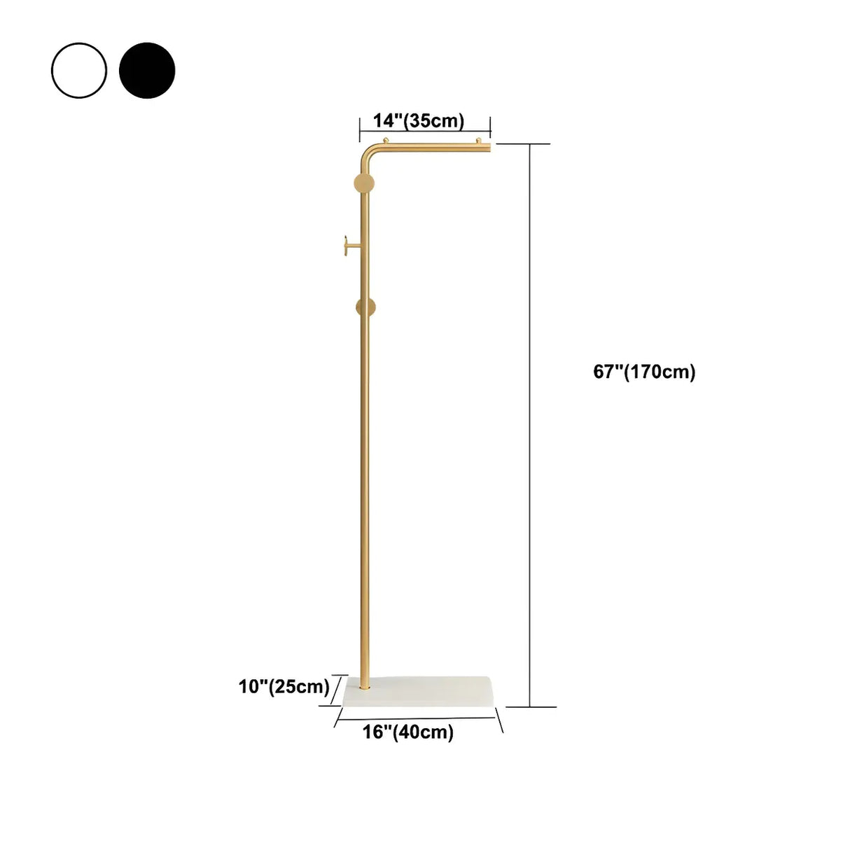 Minimalist Metal Gold High Freestanding Coat Rack with Hooks Image - 29