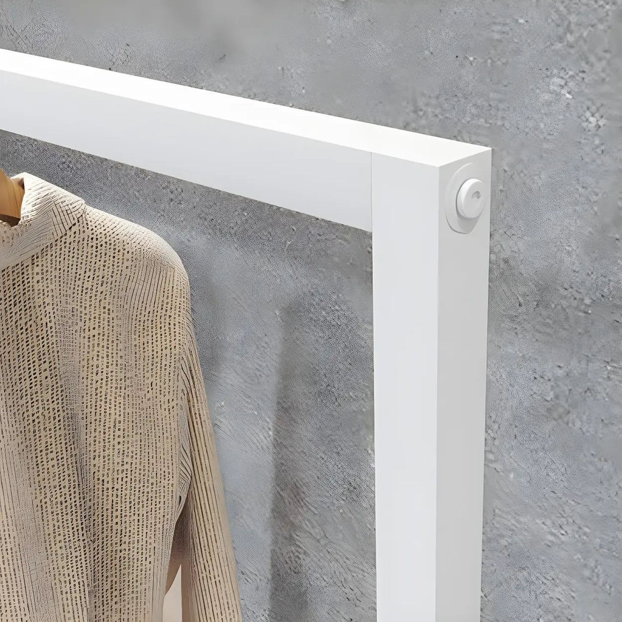 Minimalist Metal White Freestanding Coat Rack with Shelf Image - 8