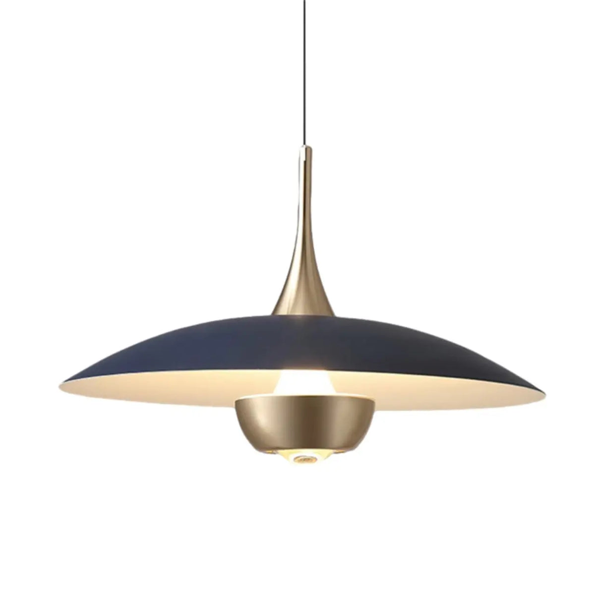 Minimalist Modern Blue Green Metal Cone LED Pendant Light Image - 10