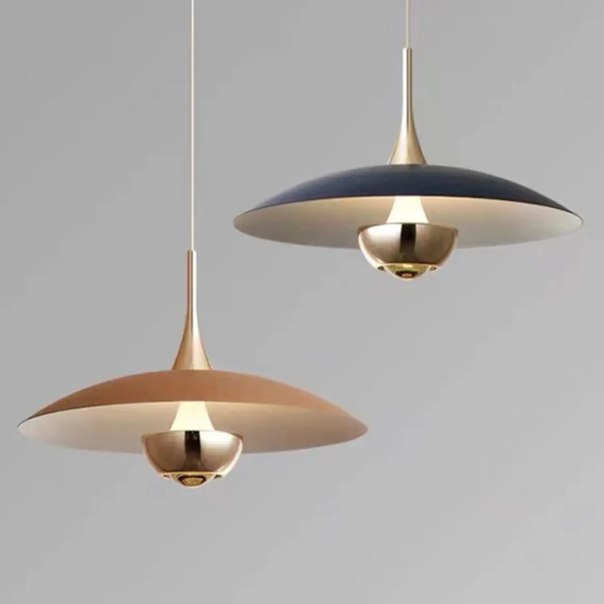 Minimalist Modern Blue Green Metal Cone LED Pendant Light Image - 12