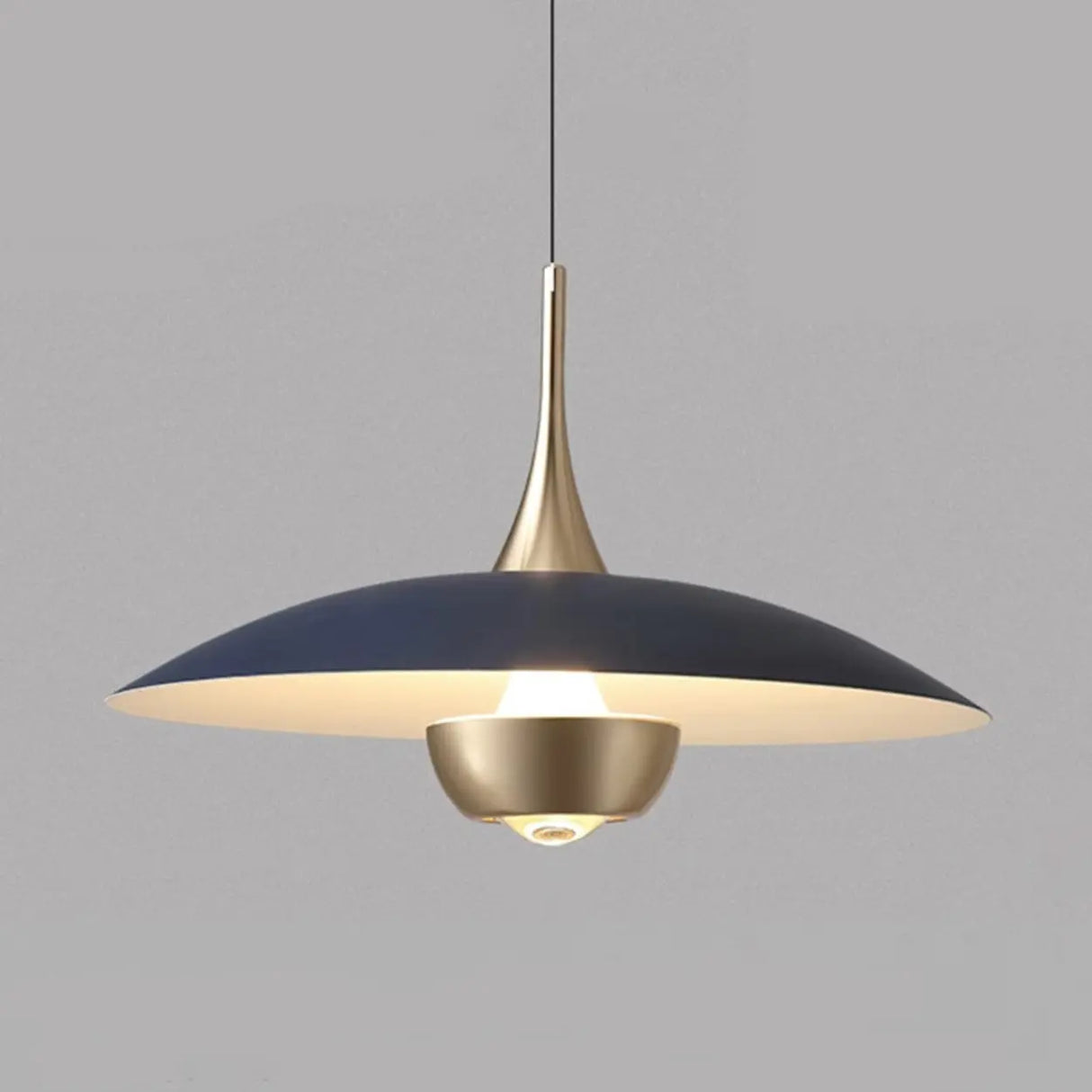 Minimalist Modern Blue Green Metal Cone LED Pendant Light Image - 2