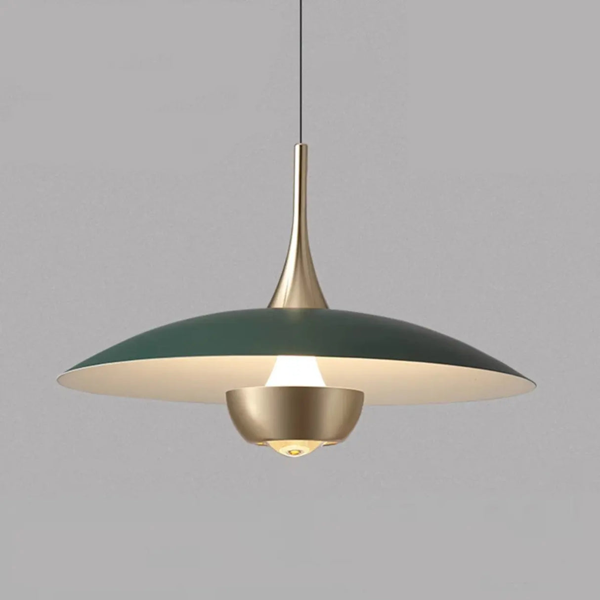 Minimalist Modern Blue Green Metal Cone LED Pendant Light Image - 5