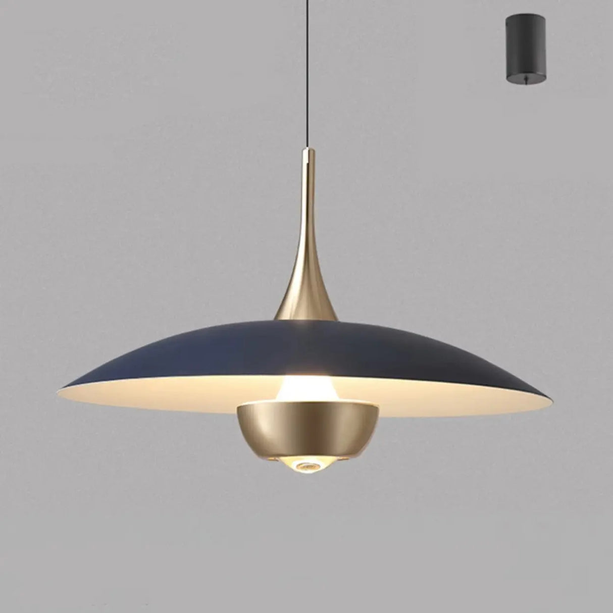 Minimalist Modern Blue Green Metal Cone LED Pendant Light Image - 7