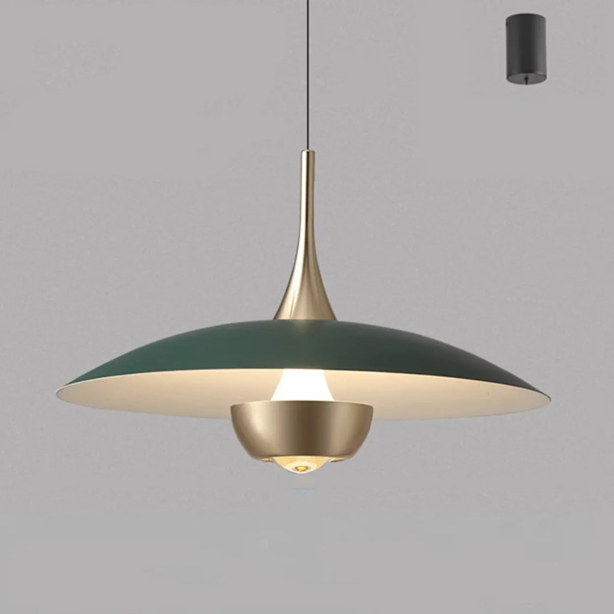 Minimalist Modern Blue Green Metal Cone LED Pendant Light Image - 9