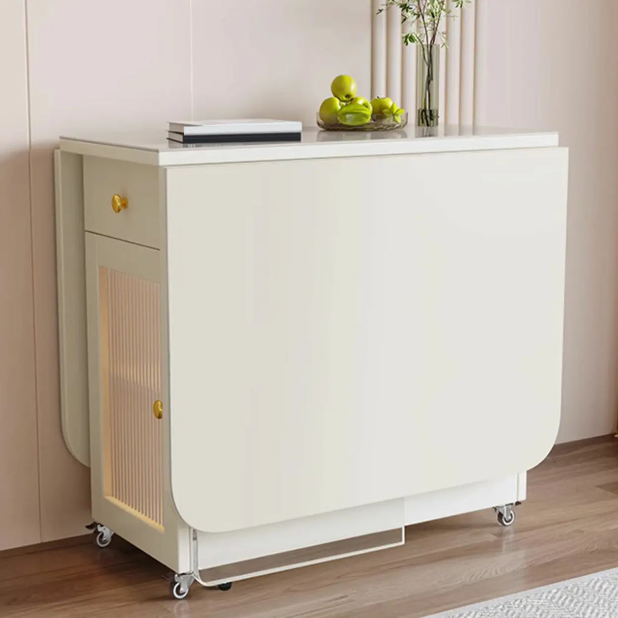 Minimalist Modern Folding White Drop Leaf Dining Table Image - 3