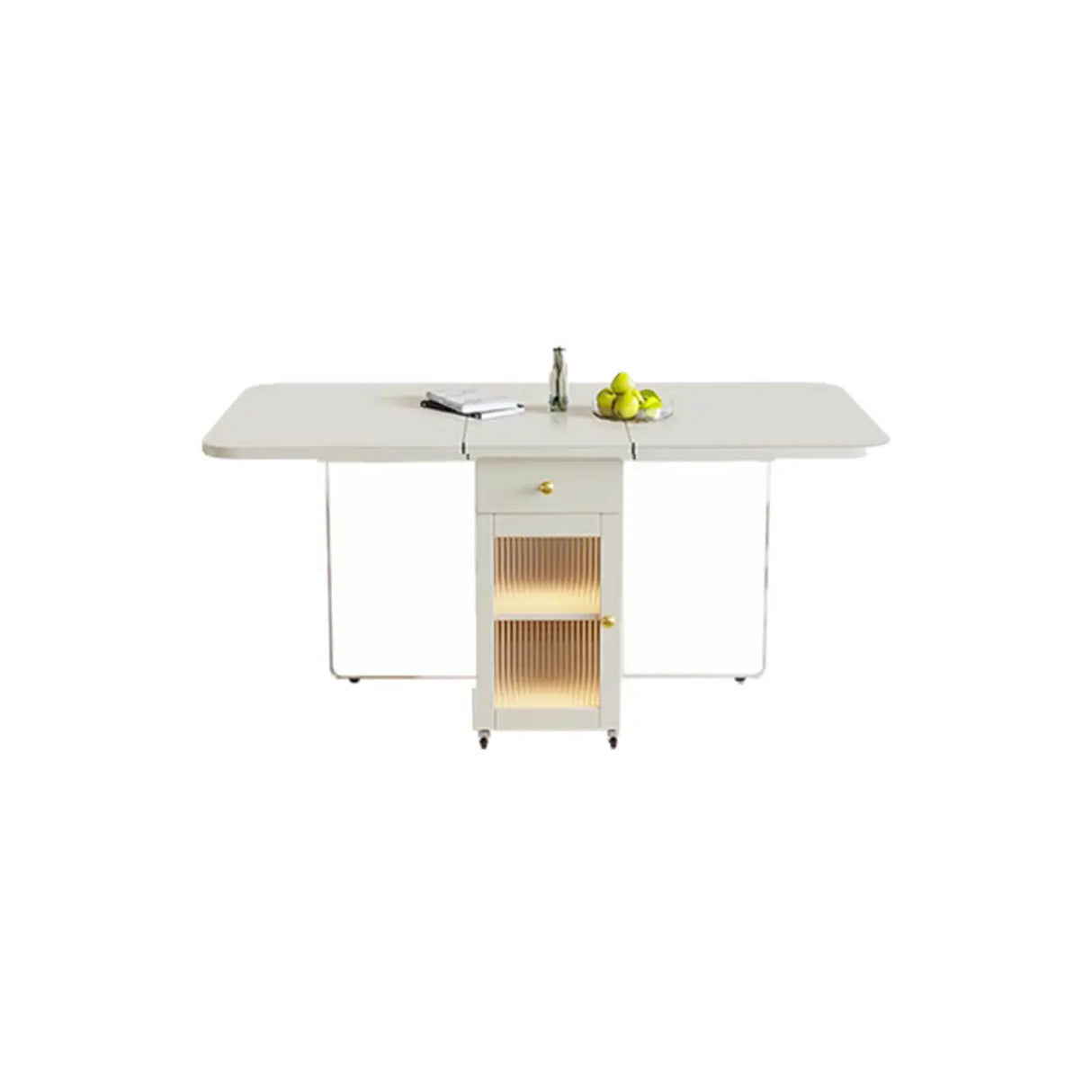 Minimalist Modern Folding White Drop Leaf Dining Table Image - 5