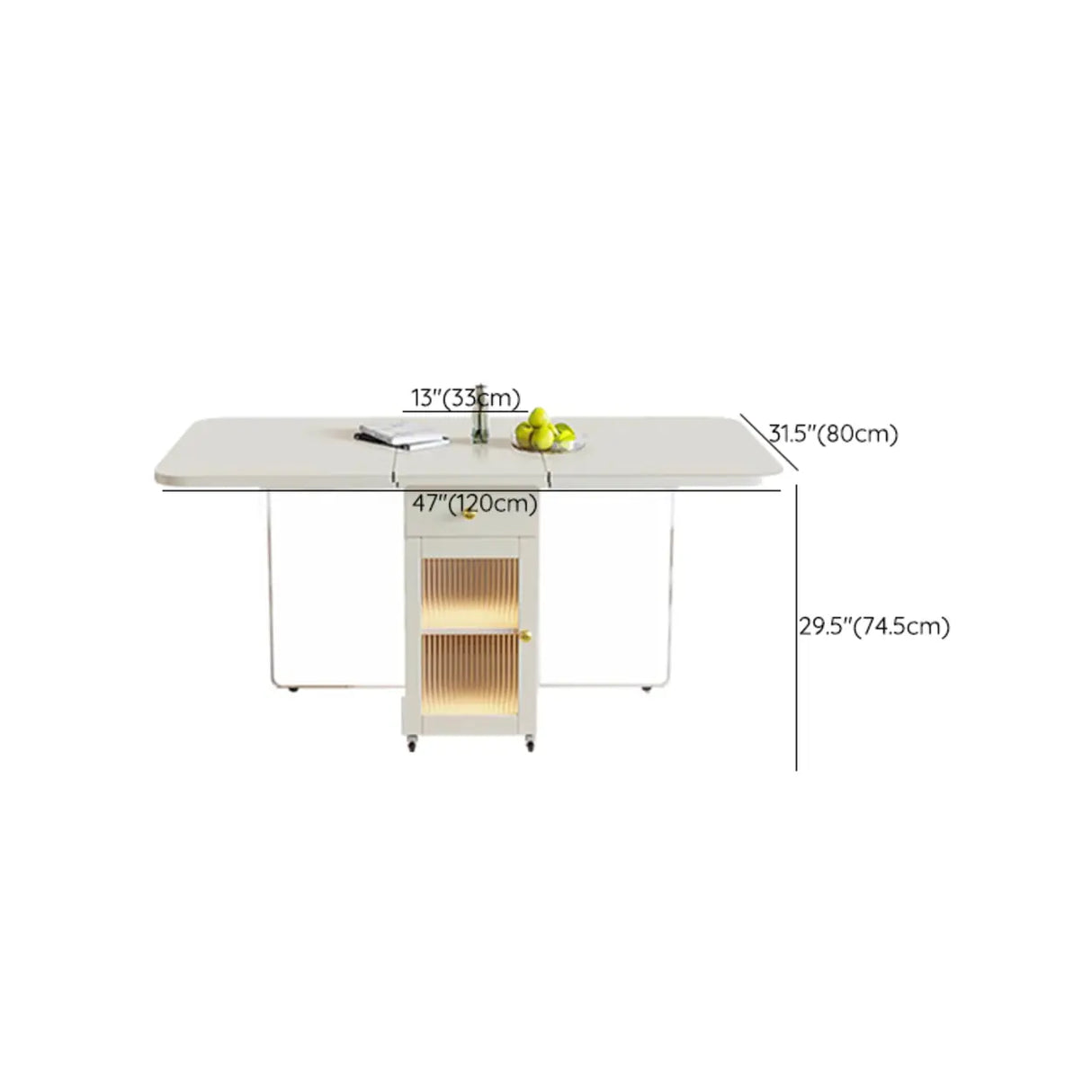 Minimalist Modern Folding White Drop Leaf Dining Table